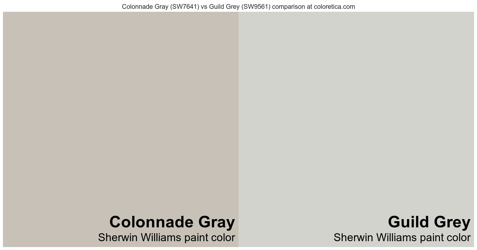 Sherwin Williams Colonnade Gray vs Guild Grey color side by side