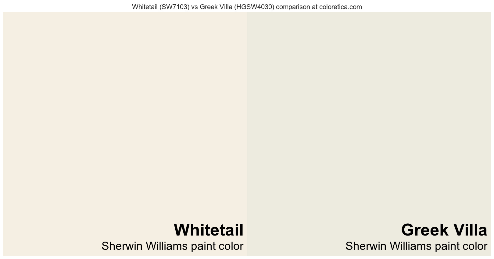 Sherwin Williams Whitetail vs Greek Villa color side by side